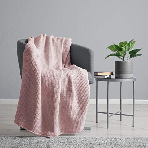 Blush pink waffle throw sale