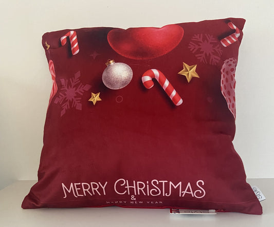 Merry Christmas & Happy New Year Cushion Cover Red