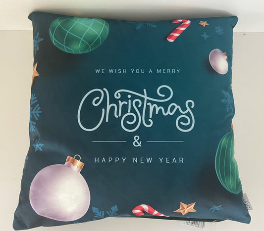 We Wish You A Merry Christmas & Happy New Year Cushion Cover Green