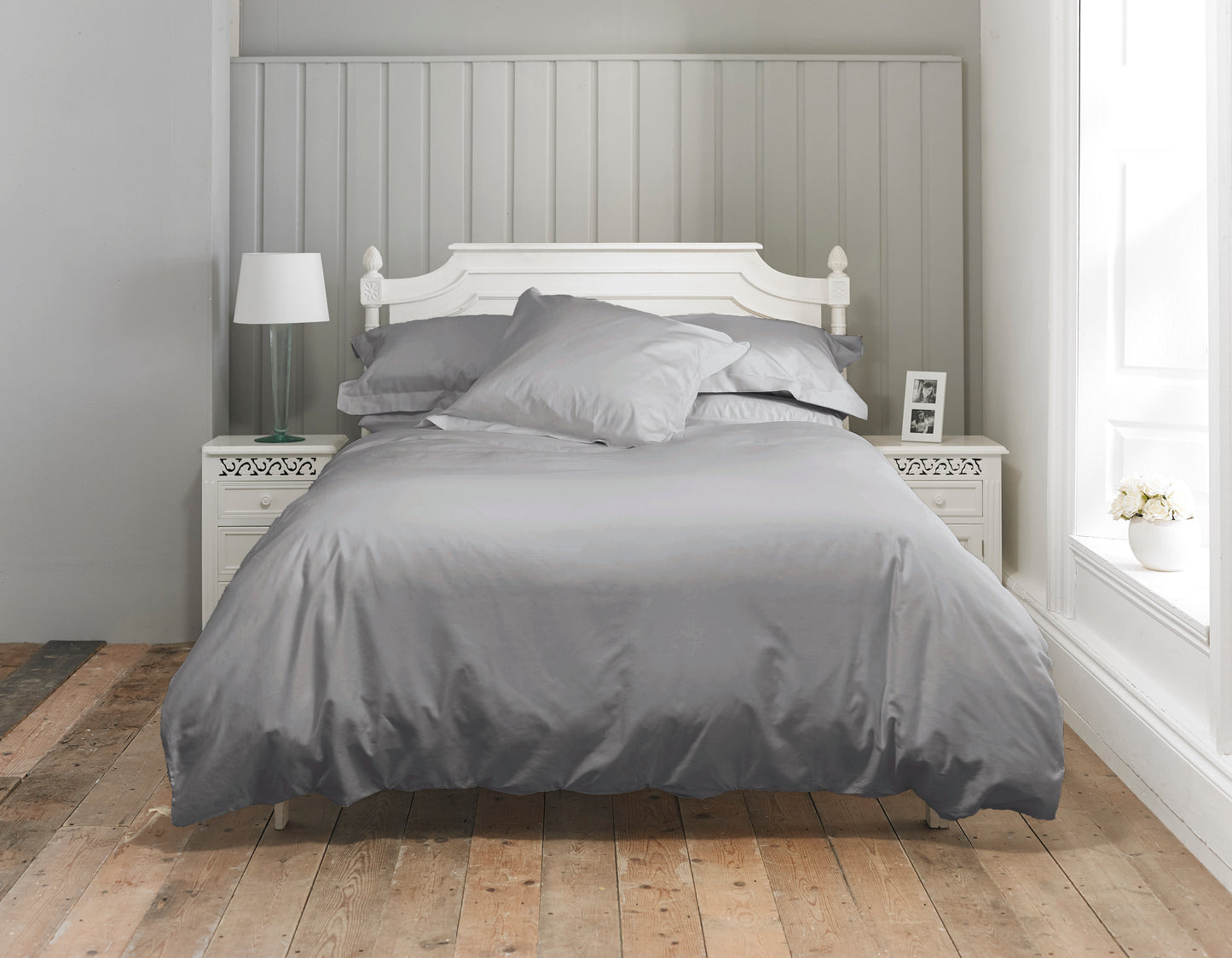 400 Thread Count Sateen Bed Linen Platinum Grey