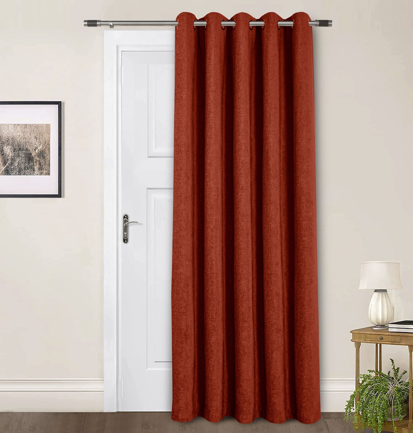 Chenille Look Thermal Lined Eyelet Curtains Terracotta