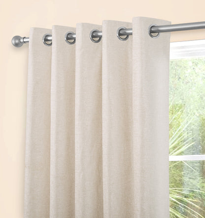 Chenille Look Thermal Lined Eyelet Curtains Natural Cream