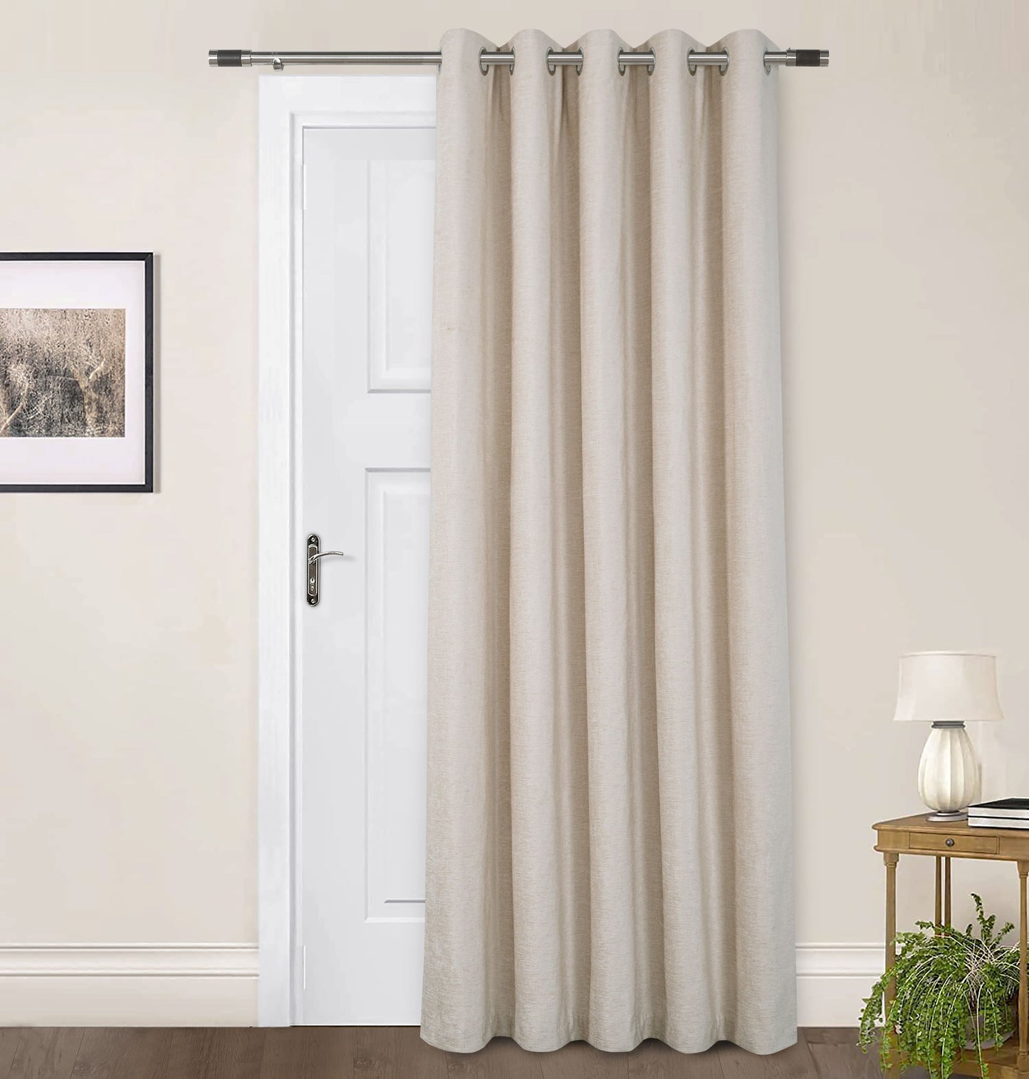 Chenille Look Thermal Lined Eyelet Curtains Natural Cream