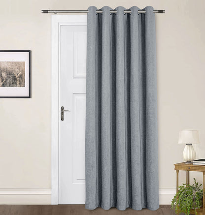 Chenille Look Thermal Lined Eyelet Curtains Nickel Grey