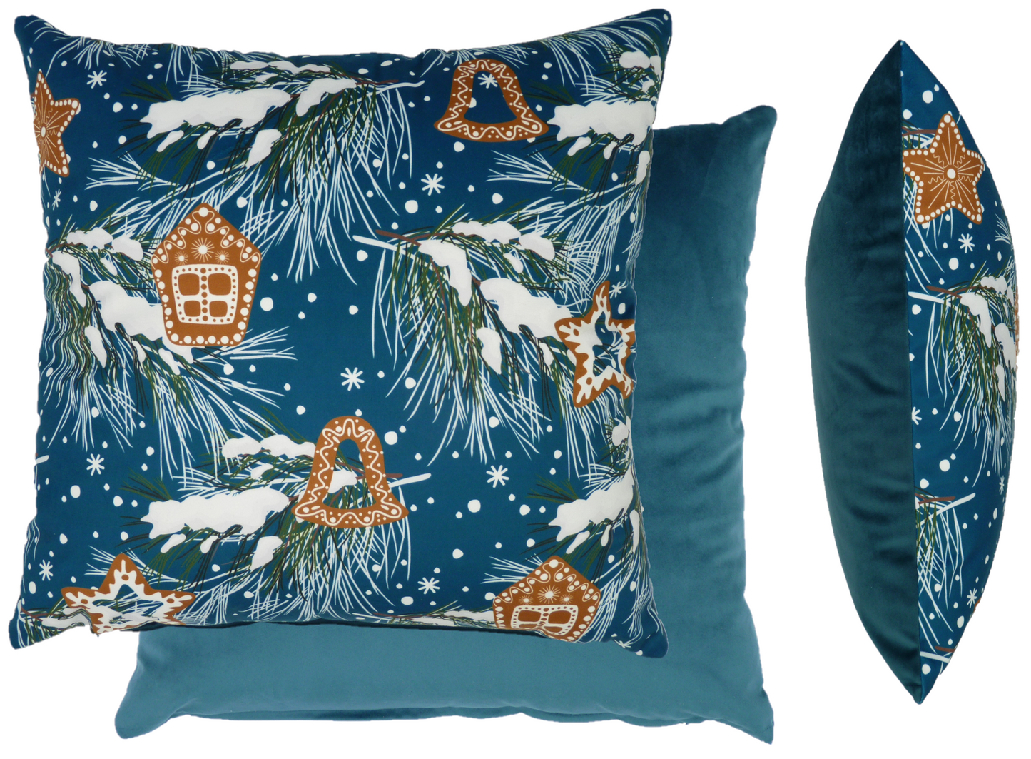 Christmas Baubles Cushion Cover Teal 45cm