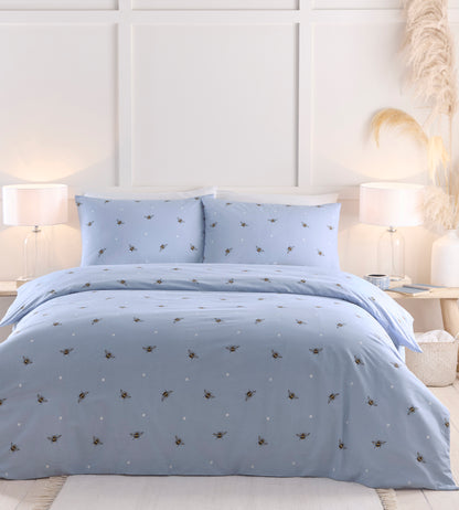 Bee Design Duvet Cover Set in Blue