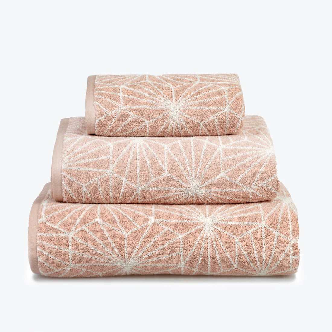 Geometric Madrid Design Bath Towels in Blush