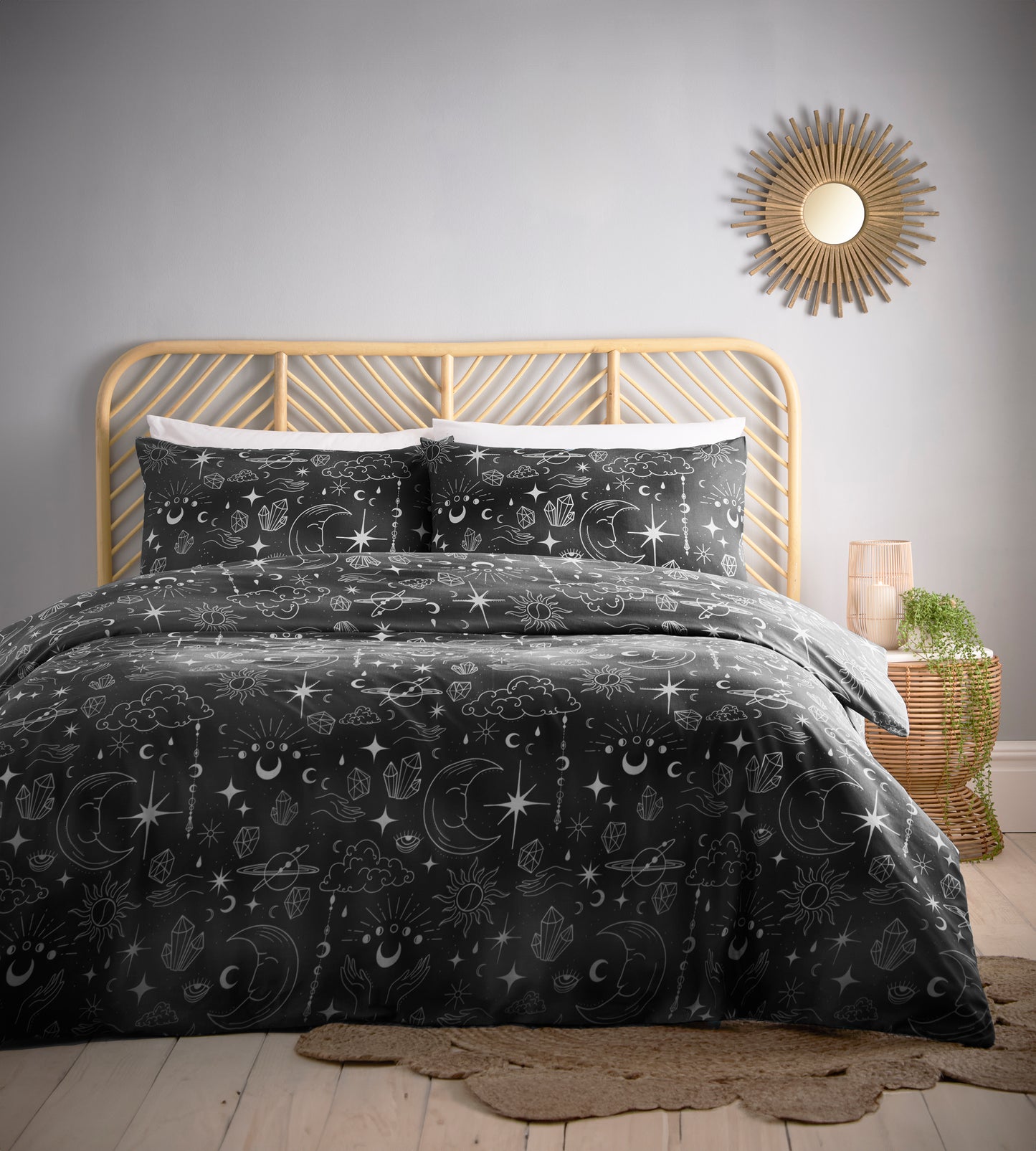 Starry Sky at Night Scene Design Duvet Cover Set in Black