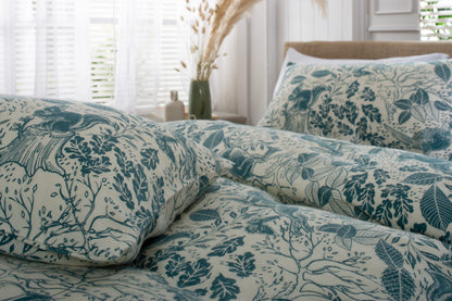 Brushed Cotton Hidden Forest Animals Duvet Set in Teal