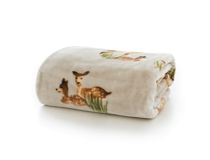 Supersoft Deer Deisgn Throw Natural Beige