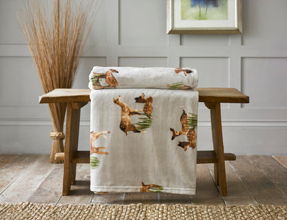 Supersoft Deer Deisgn Throw Natural Beige