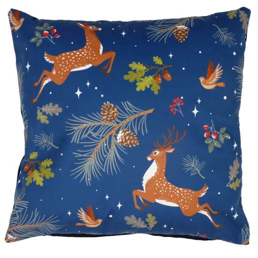 Leaping Reindeer Design Christmas Cushion Cover 45cm