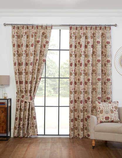 Floral Jacquard Aylesbury Pencil Pleat Curtains Natural