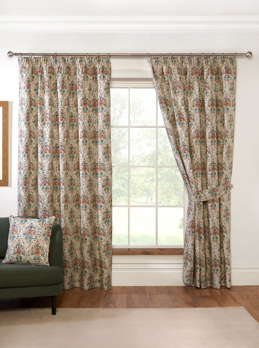 Floral Jtraditional Style Autumn Pencil Pleat Curtains