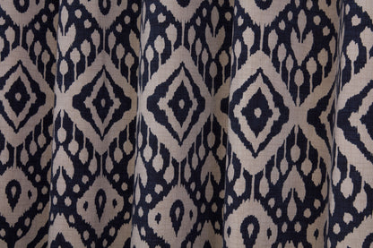 Marrakech Geometric Design Eyelet Curtains Inky Blue