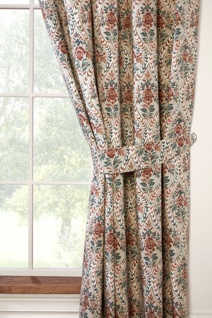 Floral Jtraditional Style Autumn Pencil Pleat Curtains