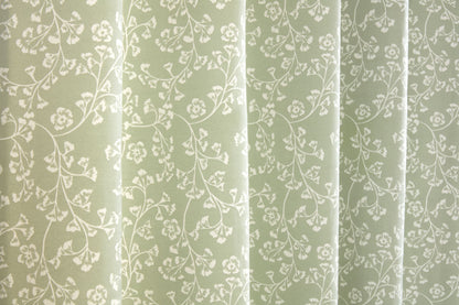 Sade Green & White Floral Design Bed Linen, Curtains