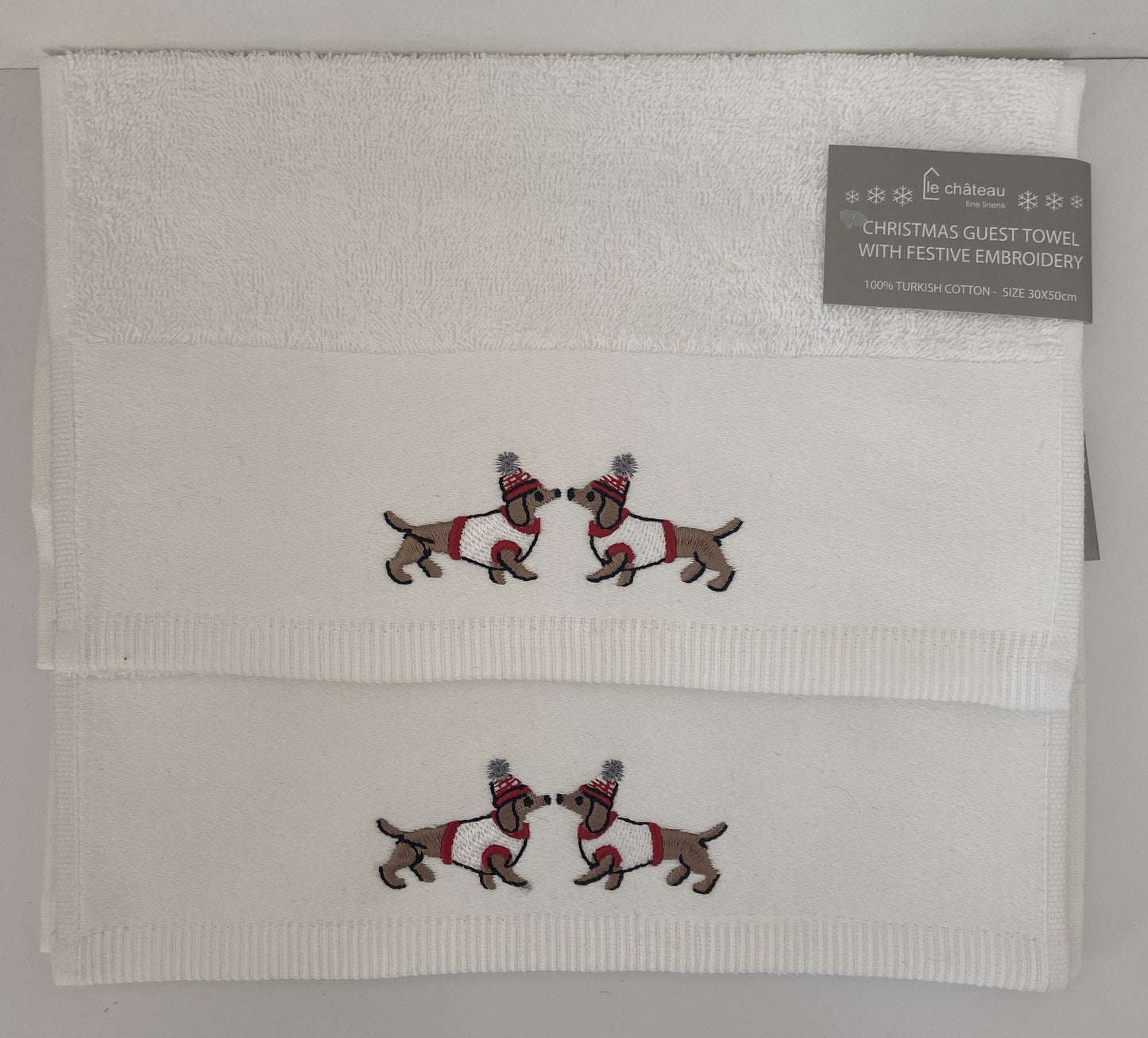 2 x Christmas Guest Towels Dachshunds