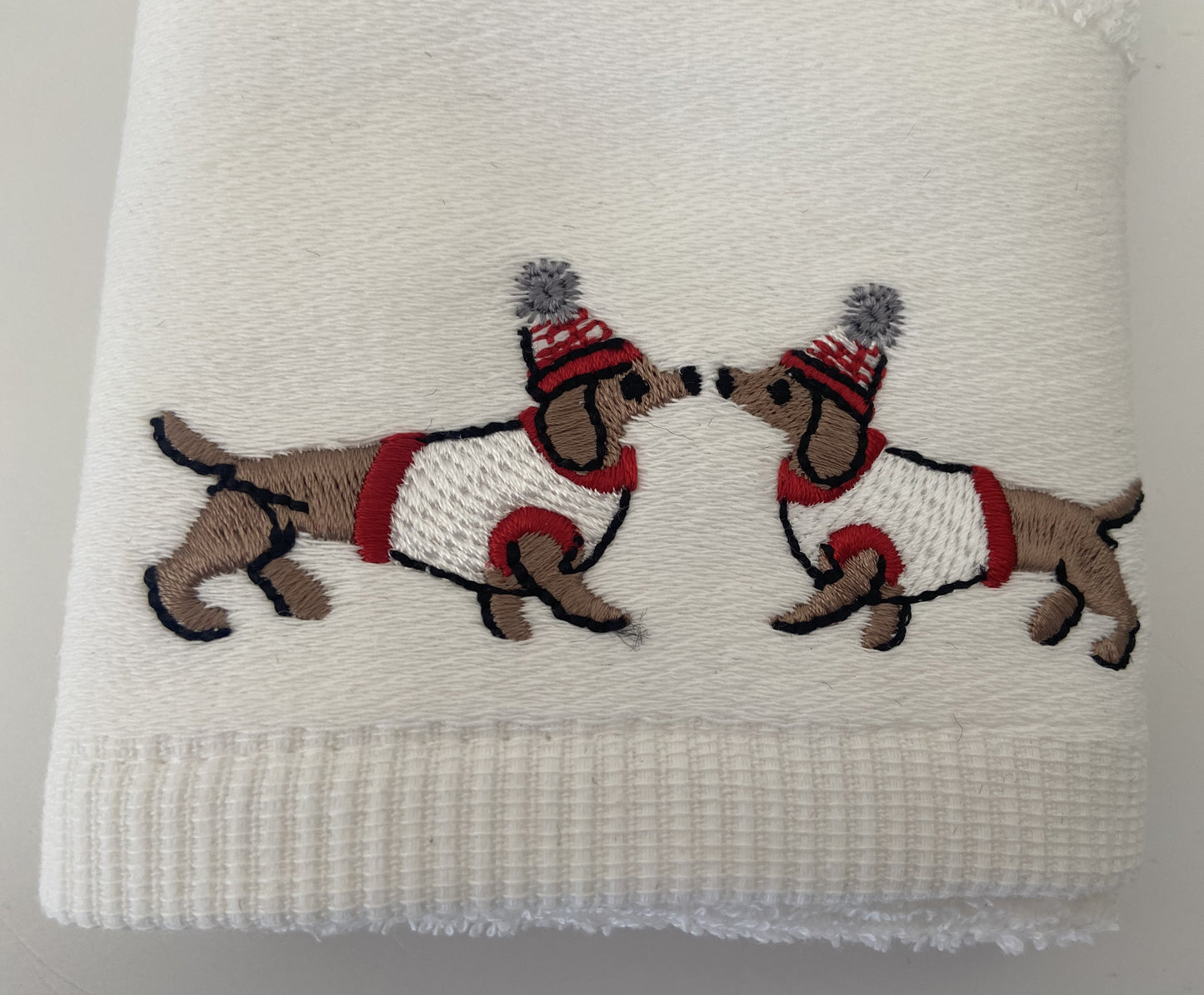 2 x Christmas Guest Towels Dachshunds