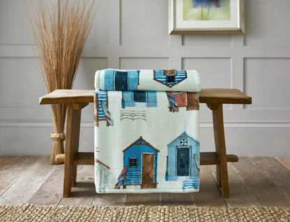 Supersoft Beach Hut Deisgn Throw Blue