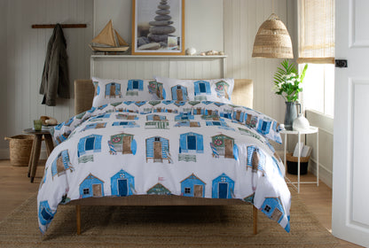 100% Cotton Beach Huts Design Duvet Cover Set