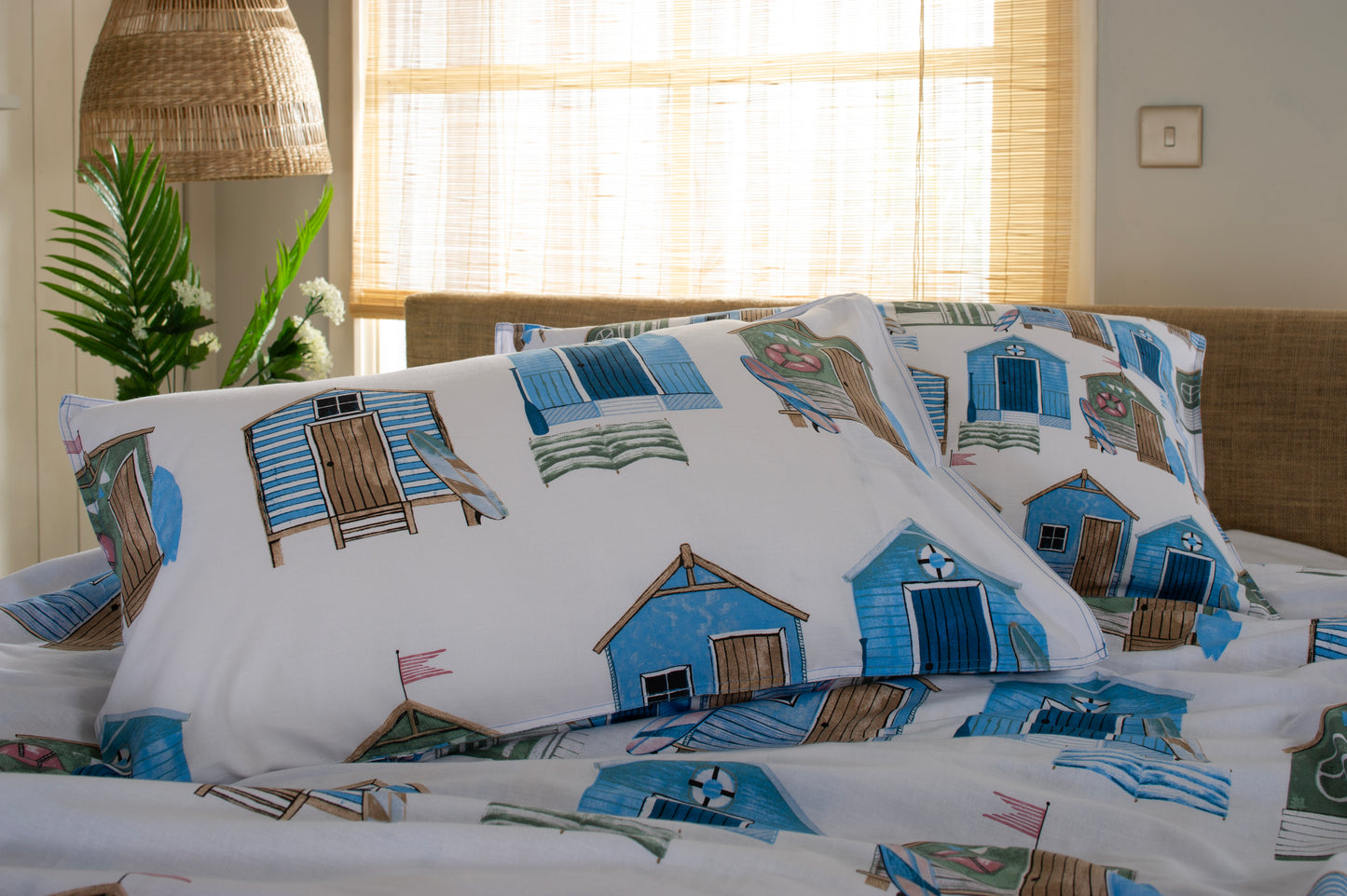 100% Cotton Beach Huts Design Duvet Cover Set