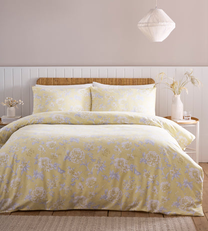 Soft Floral Mia Design Duvet Cover Set in Lemon