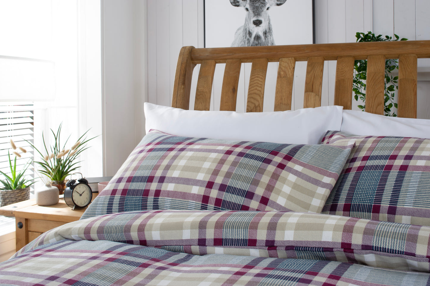 Brushed Cotton Malvern Check Duvet Set in Mulberry