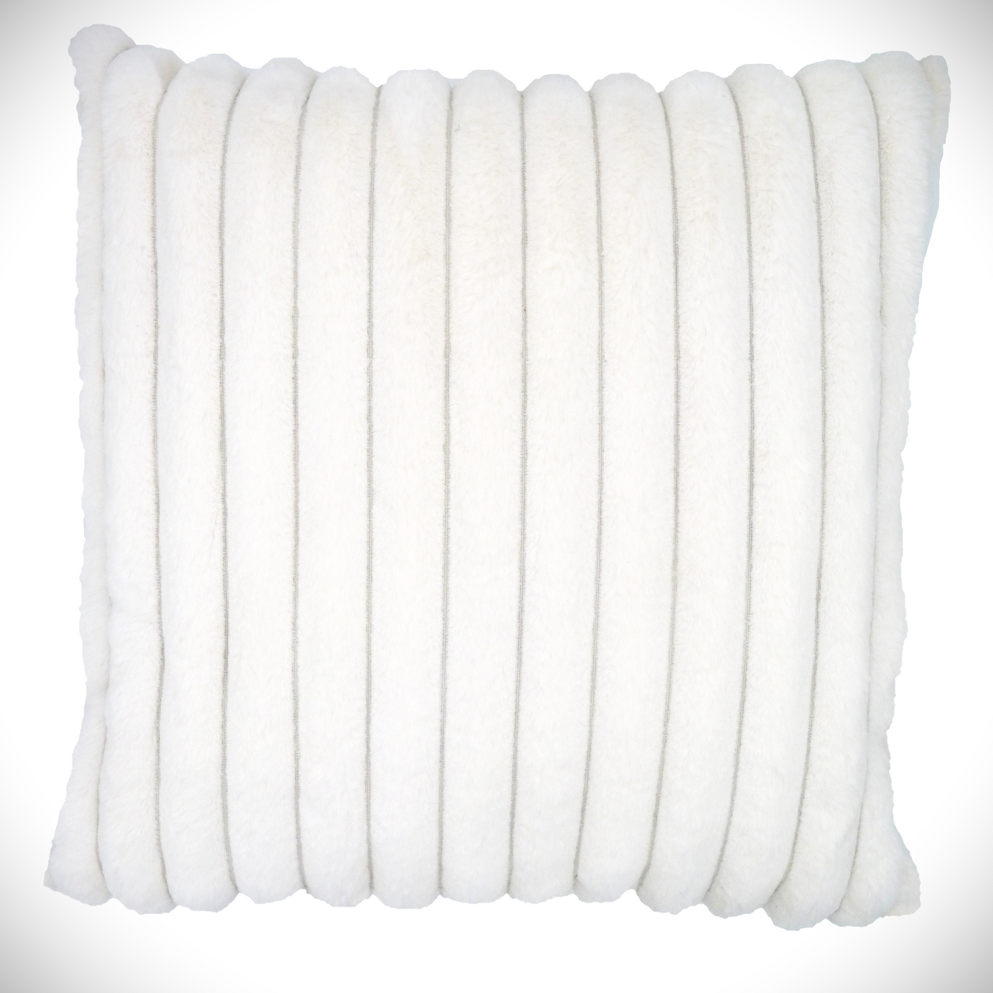 Faux Fur Ribbed Throw in White 130cm x 150cm