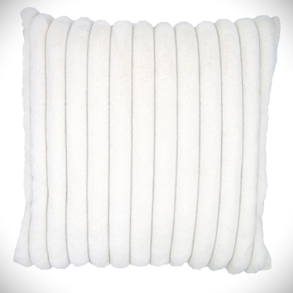 Faux Fur Ribbed Throw in White 130cm x 150cm