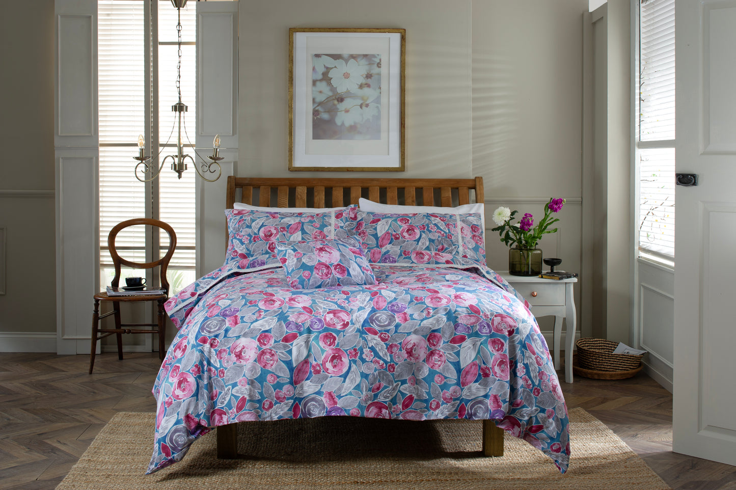 MIsty Floral Cotton Printed Duvet Cover Set