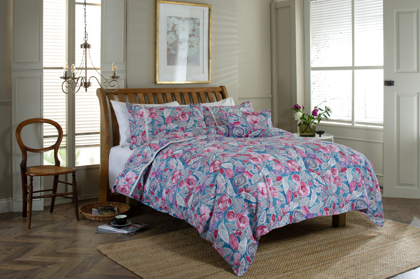 MIsty Floral Cotton Printed Duvet Cover Set