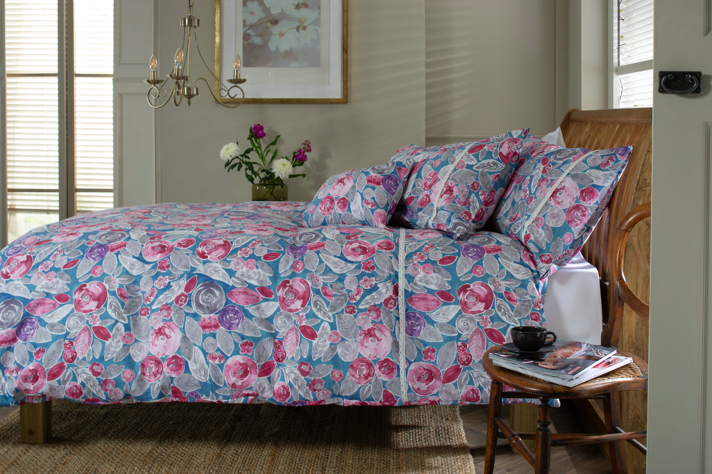 MIsty Floral Cotton Printed Duvet Cover Set