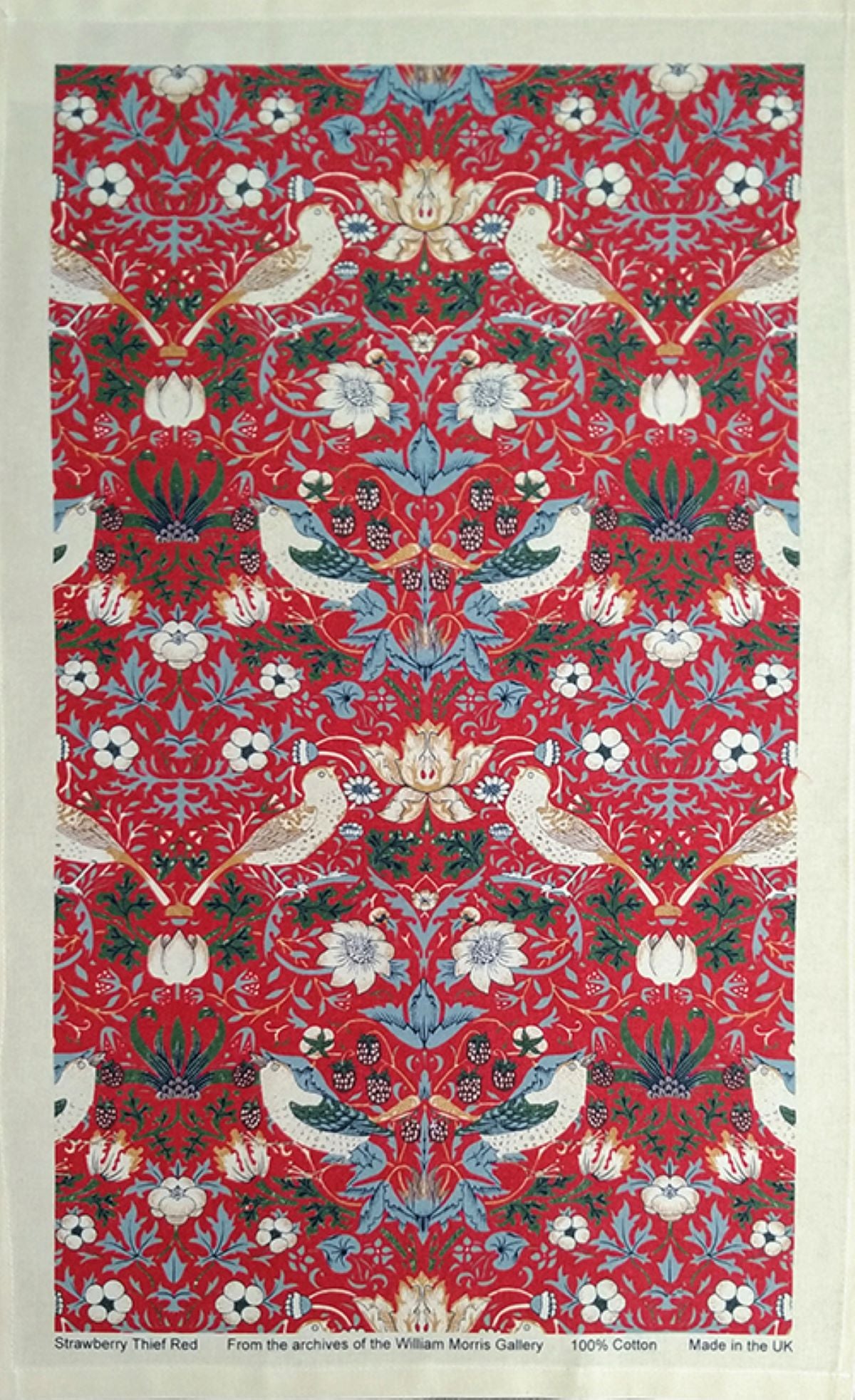 William Morris Strawberry Thief Red Kitchen Linen