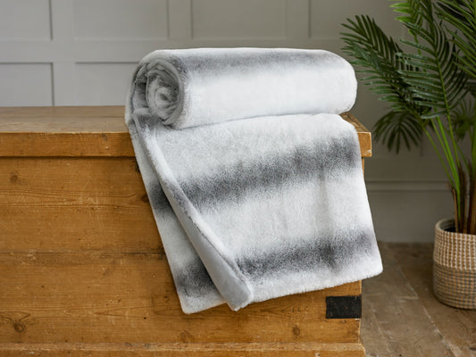 Faux Fur Throw Sherbrooke Blanket in Silver