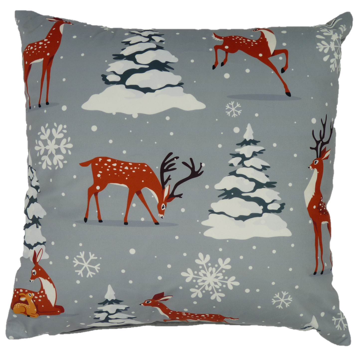 Snowy Reindeer Design Christmas Cushion Cover 45cm