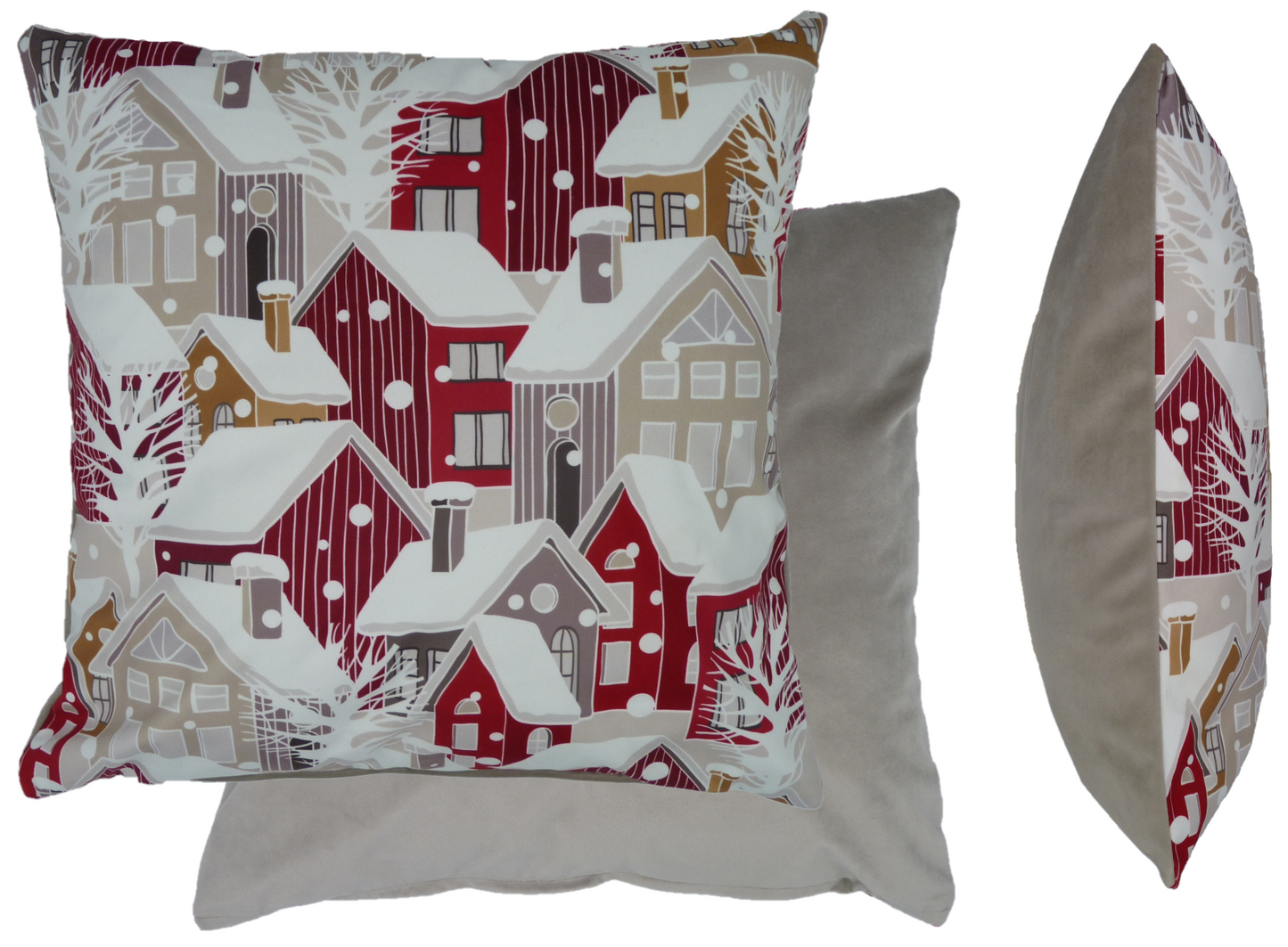 Snowy Houses Design Christmas Cushion Cover 45cm