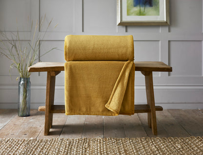 Extra Large Snuggletouch Supersoft Throw in Ochre Yellow