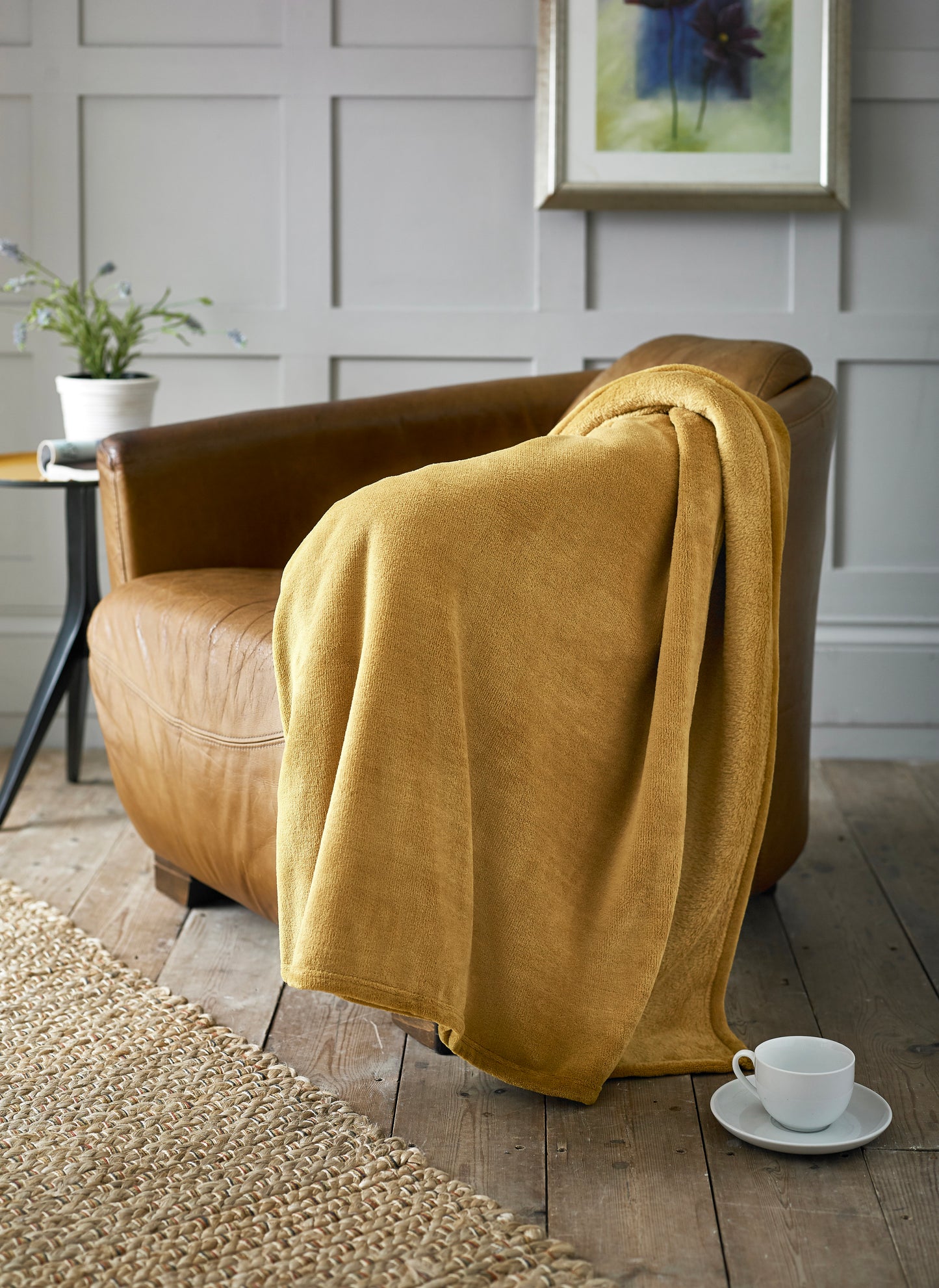 Extra Large Snuggletouch Supersoft Throw in Ochre Yellow