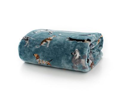 Supersoft Dogs Deisgn Throw in Blue