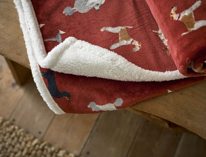 Supersoft Sherpa Reverse Dog Design Throw in Spice