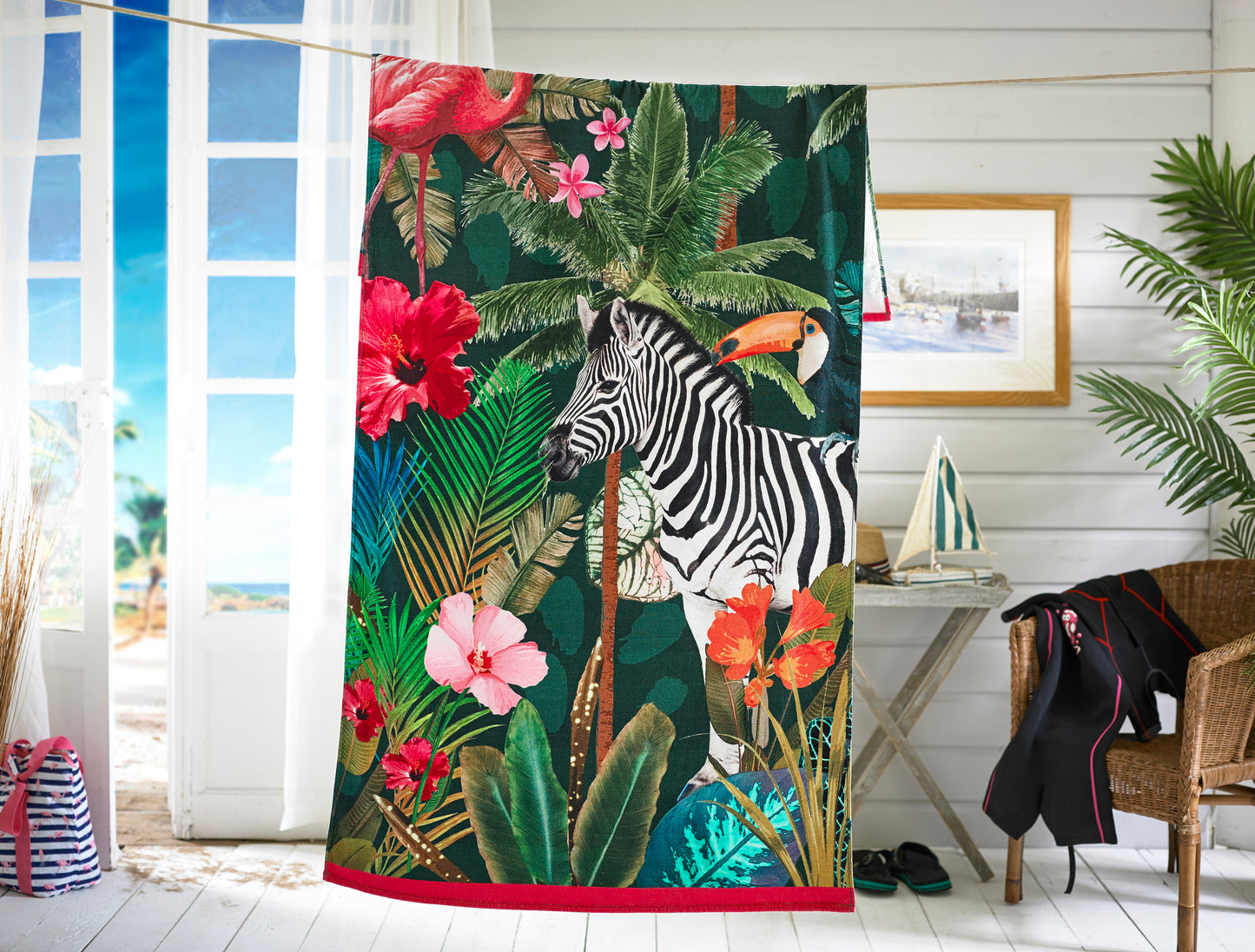 100% Cotton Tropical Zoo Beach Towel