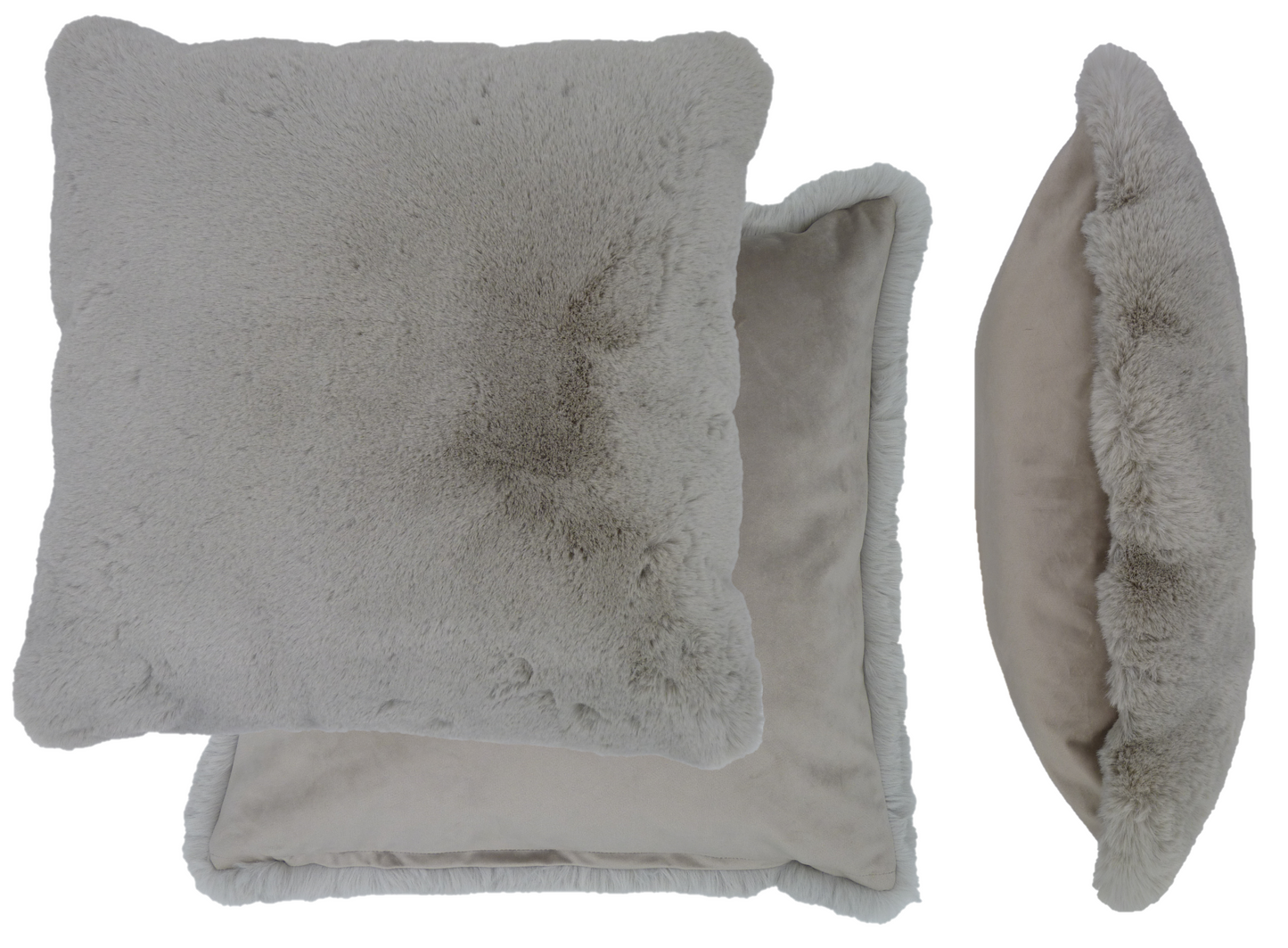 Supersoft Faux Fur Cushion Cover Silver Grey 45cm x 45cm