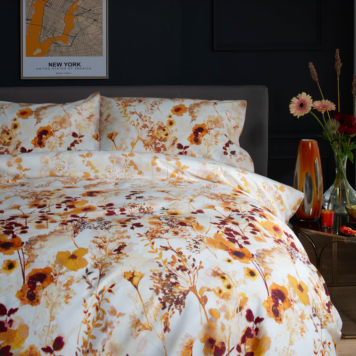 Watercolor Cotton Duvet Cover Set in Spice