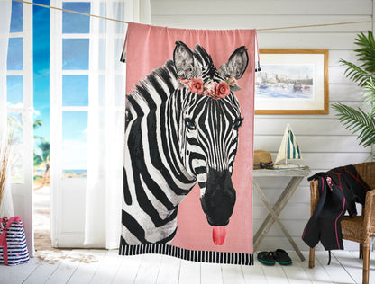 100% Cotton Cheeky Zebra Beach Towel