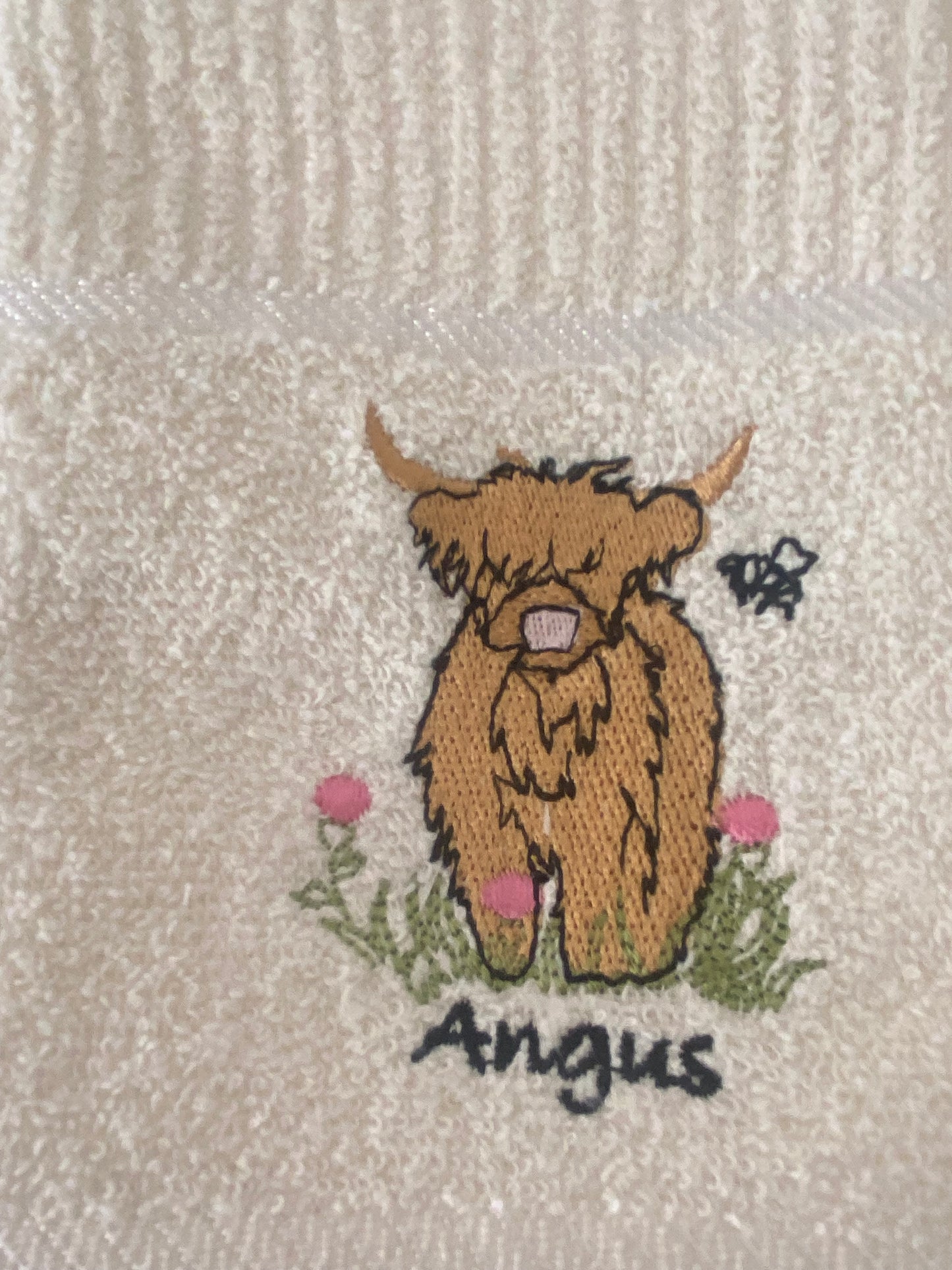 'Angus' Highland Cow Tea Kitchen Towel Cream