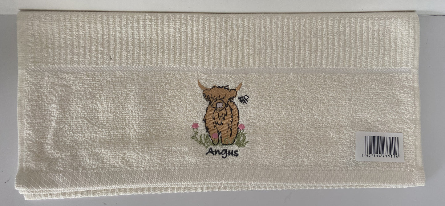 'Angus' Highland Cow Tea Kitchen Towel Cream