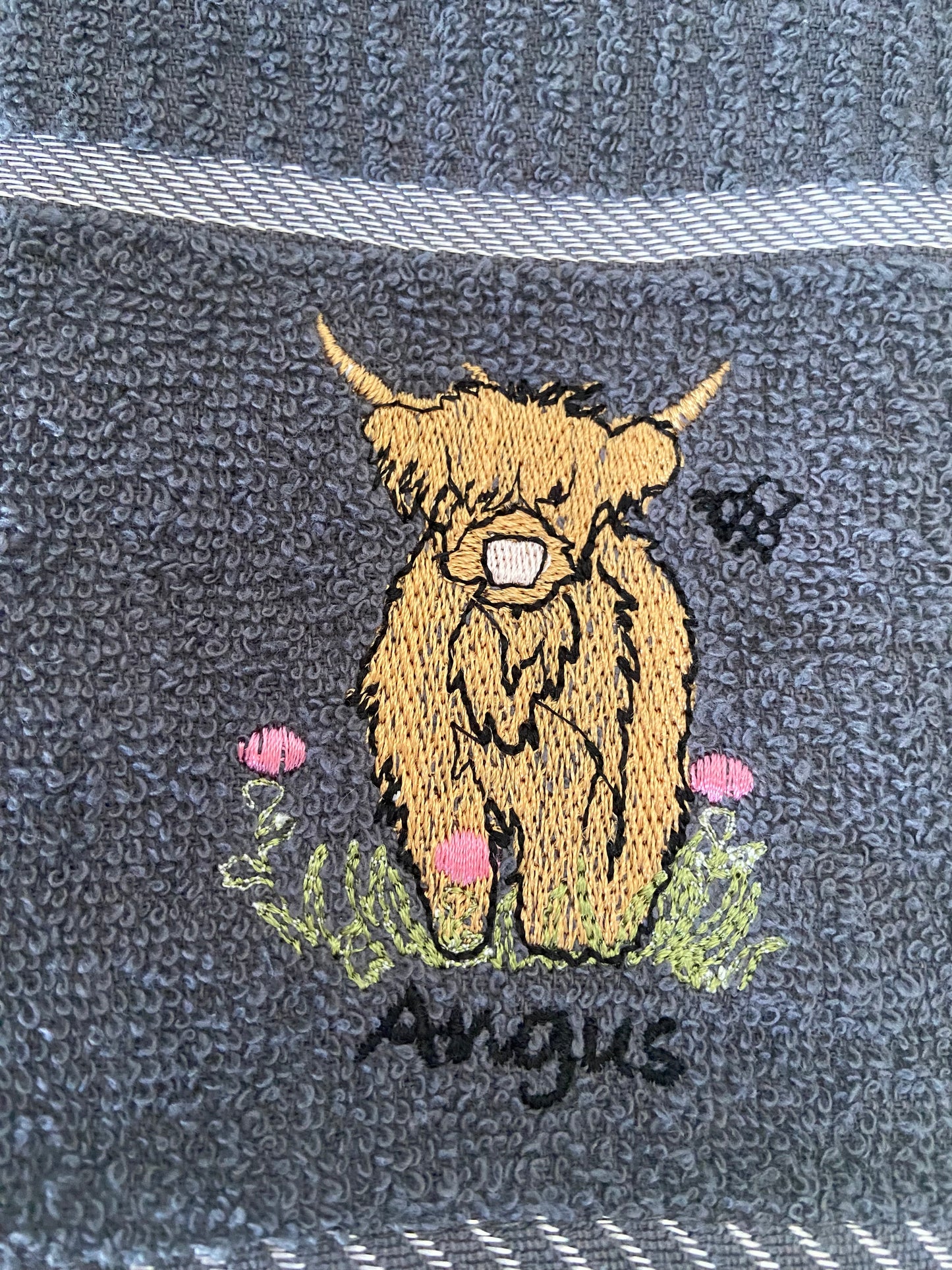 'Angus' Highland Cow Tea Kitchen Towel Grey