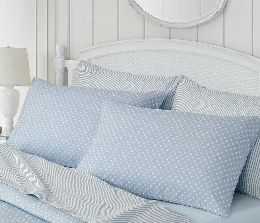 Spots & Stripes Brushed Cotton Bedding in Blue