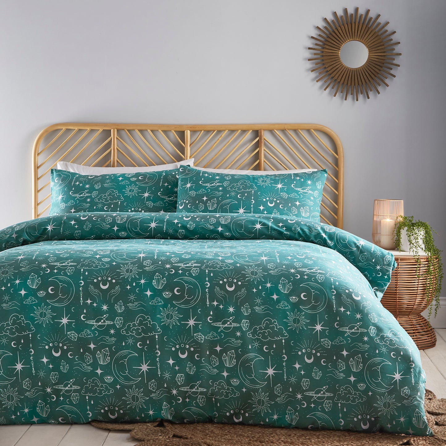 Starry Sky at Night Scene Design Duvet Cover Set in Teal